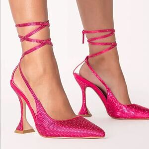 Billini Kahara Embellished Kahara Wrap Up Pumps Pink Barbiecore Size 8 New